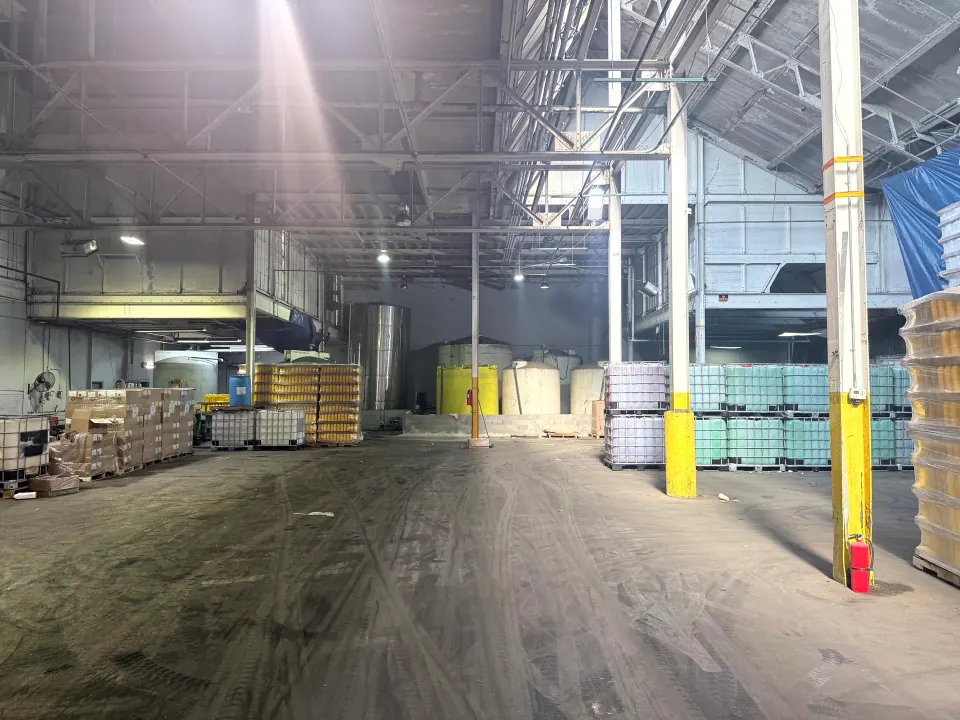 Wide view across the production and storage area