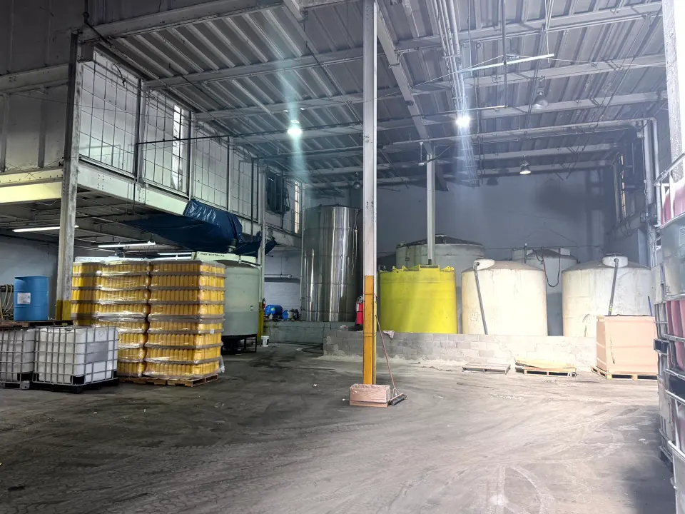 Bulk storage tanks and containers in the warehouse